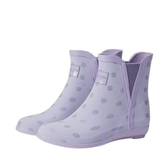 London Fog Women's Piccadilly Rain Boot Lilac Dots Size 8 Rubber Waterproof - Picture 1 of 9